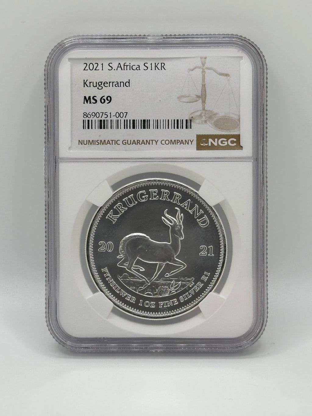 2021 South Africa 1 Krugerrand Silver NGC MS69