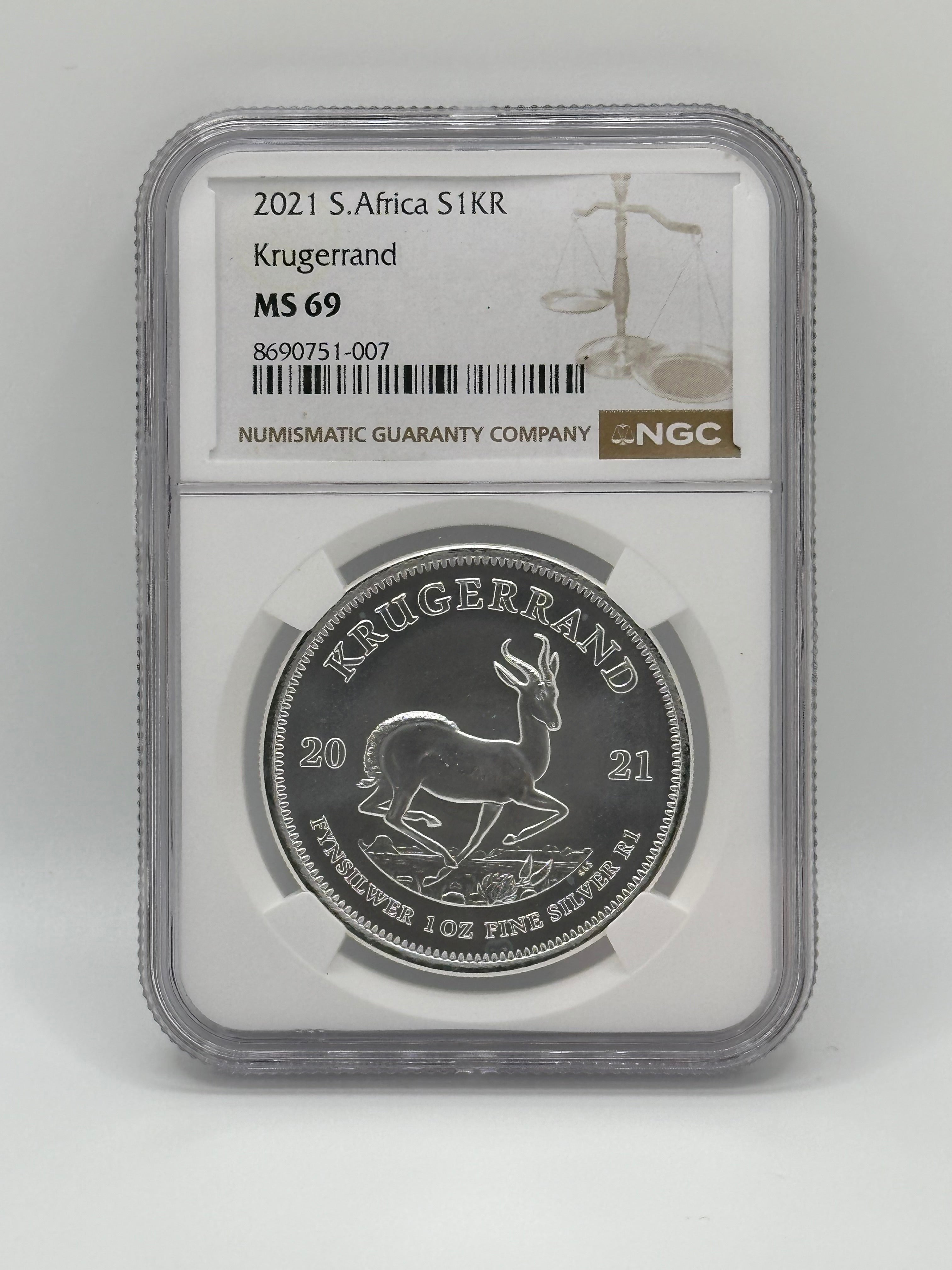 2021 South Africa 1 Krugerrand Silver NGC MS69
