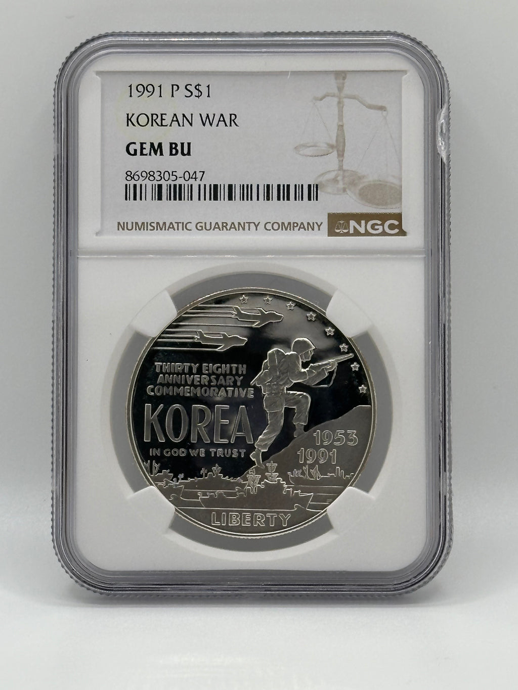 1991-P Korean War Memorial $1 Silver Dollar — NGC Gem BU