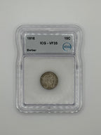 1916 Barber Dime 10C VF35 — ICG Certified | Final Year of Issue