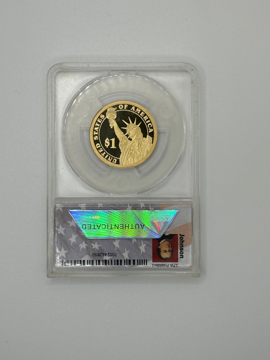 2011-S Andrew Johnson Presidential Dollar – ANACS PR70 DCAM | First Day of Issue #0696/3,927