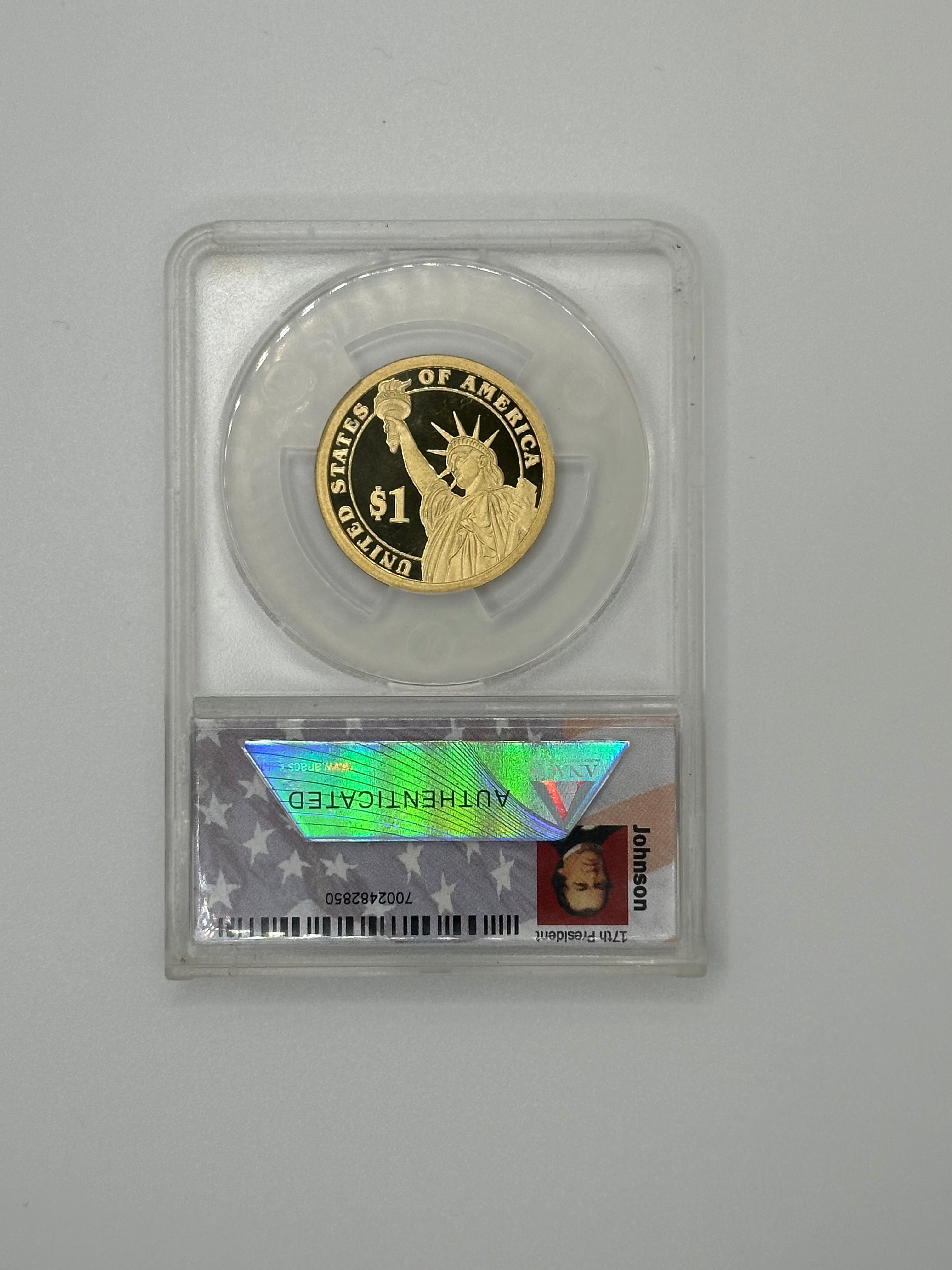 2011-S Andrew Johnson Presidential Dollar – ANACS PR70 DCAM | First Day of Issue #0696/3,927