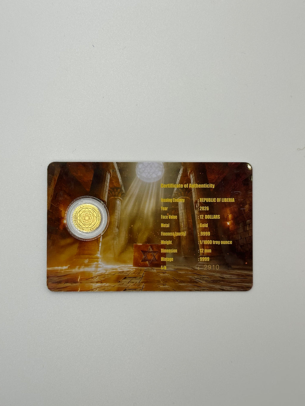 Star of David Fractional Gold Coin – 1/1000 oz Gold | Presented in Card