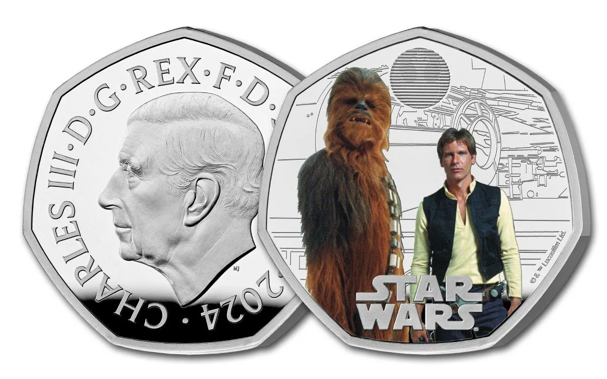 2024 Great Britain Star Wars Han Solo & Chewbacca Colorized 8g Silver Coin