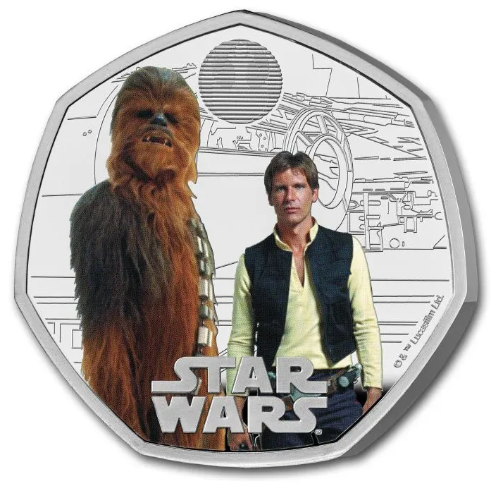 2024 Great Britain Star Wars Han Solo & Chewbacca Colorized 8g Silver Coin
