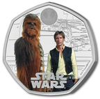 2024 Great Britain Star Wars Han Solo & Chewbacca Colorized 8g Silver Coin